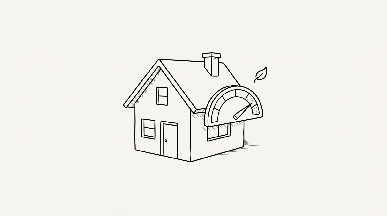 Illustration au trait : une maison avec une jauge de performance énergétique